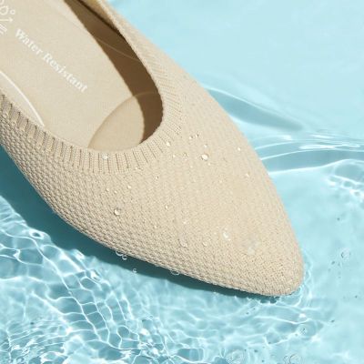 Pointed-Toe Water Repellent Ballet Flats (Aria 5°)