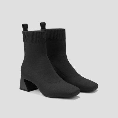 Square-Toe Water-Repellent Heeled Boots (Regina Pro)