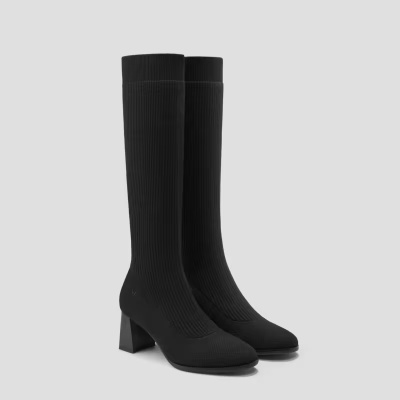 Round-Toe Water-Repellent Wool Knee High Boots (Tessa）